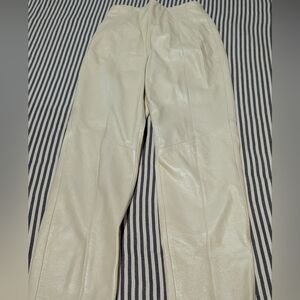 Vintage Cream Real Leather Pants And Vest Set
